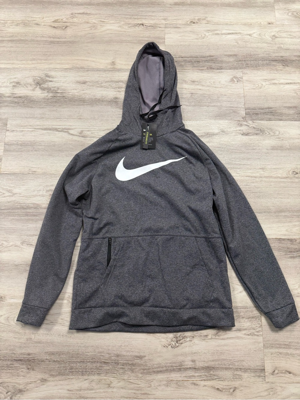 Nike Men's Charcoal Gray Hoodie with White Swoosh
